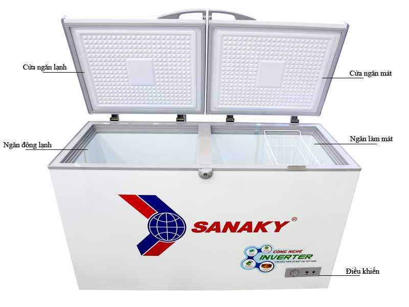 Tủ đông Sanaky 3699w3 có 2 ngăn tiện dụng Tủ đông Sanaky 3699w3 có 2 ngăn tiện dụng